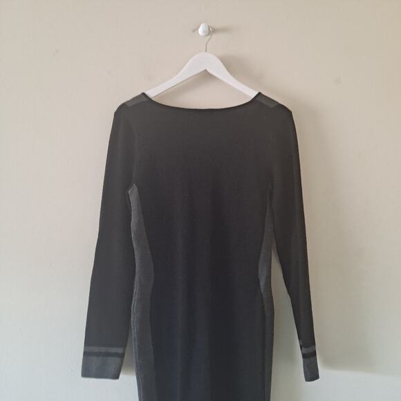 Max Studio Black & Gray Geometric Print V-neck Bodycon Sweater Dress - M - Picture 4 of 7